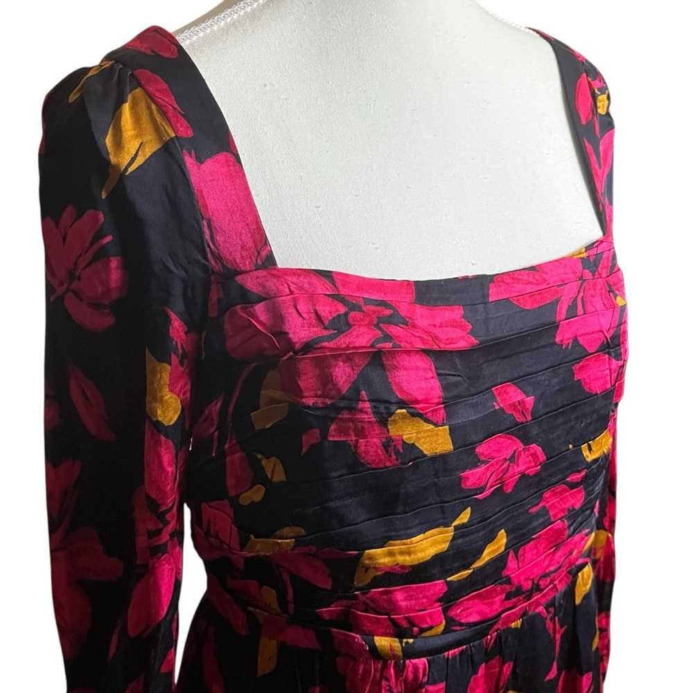 Saylor Fritz Floral Print Long Sleeve Babydoll Dress Sz‎ M Black Multi Floral - Picture 4 of 11